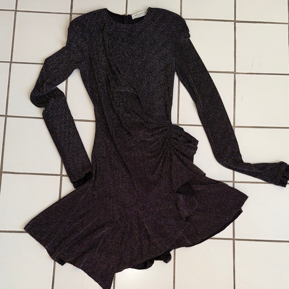 Philosophy di Lorenzo Serafini Shimmering Black Long Sleeve Dress